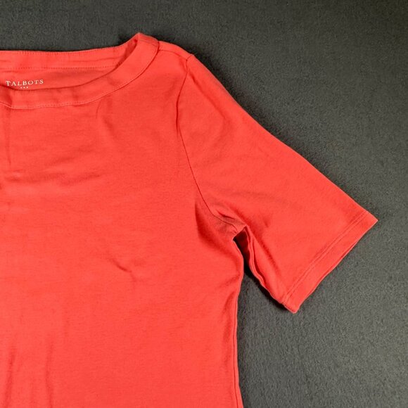 Talbots Factory Medium Coral Boat Neck Half Sleeve Pullover T-shirt Tee - Picture 3 of 8